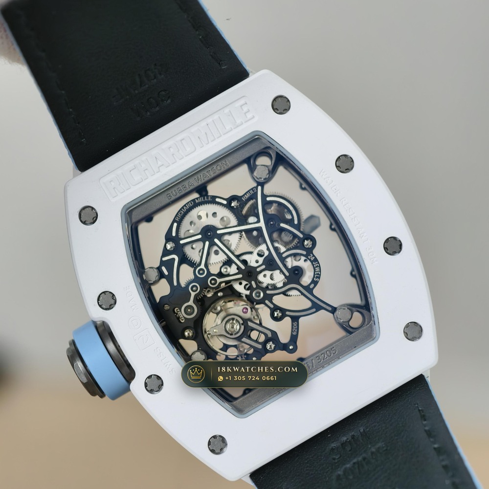 Richard Mille RM 055 Bubba Watson Manual Winding 5-Axis CNC Case — Studio Gallery Plate VI in ATZ White Ceramic & Grade 5 Titanium (66.2g Verified Mass, Richard Mille Cal. RMUL2 Grade 5 Titanium Skeleton)
