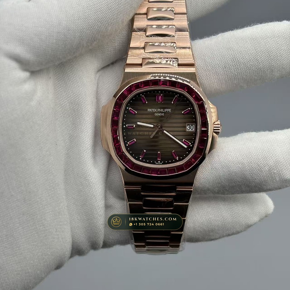 Patek Philippe Nautilus Self-Winding Diamond-Set Bezel 18K Rose Gold Geneva Atelier Spec Ref. 5723/112R-001