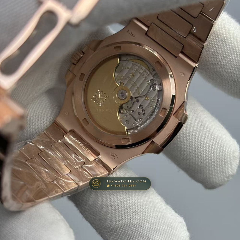 Patek Philippe Nautilus Self-Winding Diamond-Set Bezel 18K Rose Gold Geneva Atelier Spec Ref. 5723/112R-001 — Studio Gallery Plate VII in 18K Rose Gold Au750 (186.5g Verified Mass, Patek Philippe Cal. 26-330 S C / Cal. 324 S C - 21K Gold Rotor)