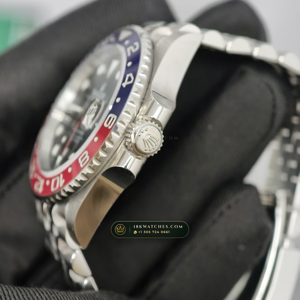Rolex GMT-Master II Pepsi Red & Blue Cerachrom Ref. 126710BLRO — Studio Gallery Plate IV in 904L Stainless Steel Custom Architecture (143.3g Verified Mass, Rolex Manufacture Cal. 3285 - 70h Power Reserve)