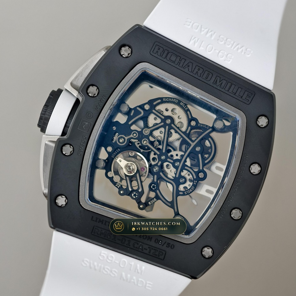 Richard Mille RM 61-01 Yohan Blake Asymmetric Chronometer Regulated Spec — Studio Gallery Plate VII in Carbon TPT & Grade 5 Titanium (55.2g Verified Mass, Richard Mille Cal. RMUL2 Free-Sprung Skeleton)