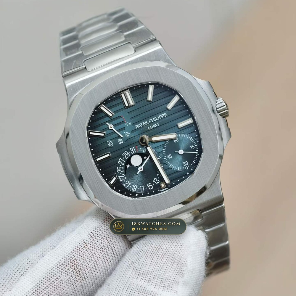 Patek Philippe Nautilus Moonphase & Power Reserve Chronometer Regulated Spec Ref. 5712/1A — Studio Gallery Plate IV in 904L Stainless Steel Custom Architecture (116.1g Verified Mass, Patek Philippe Cal. 240 PS IRM C LU - 22K Gold Micro-Rotor)