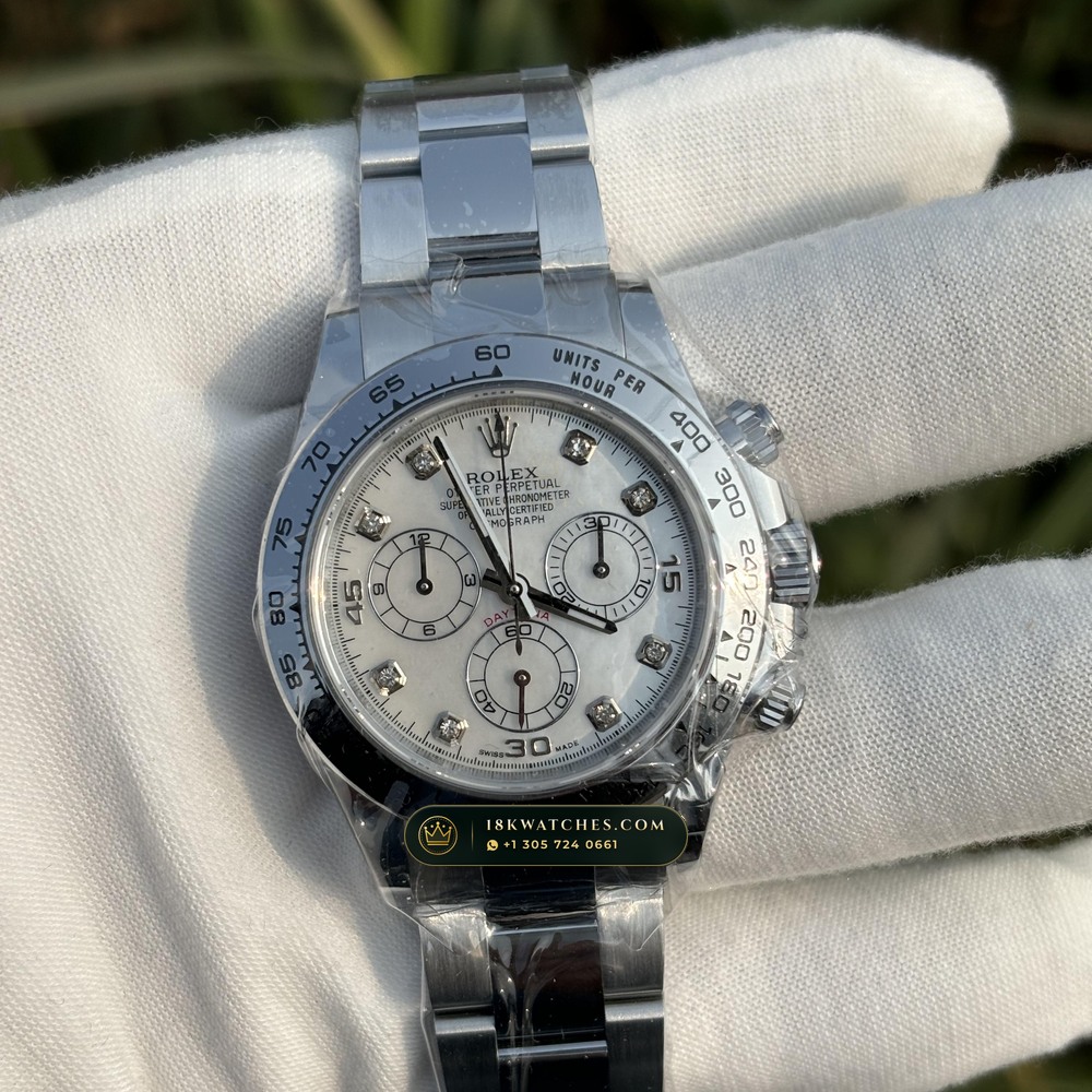 Rolex Cosmograph Daytona Iridescent Natural Mother-of-Pearl Dial 18K White Gold Ref. 116509