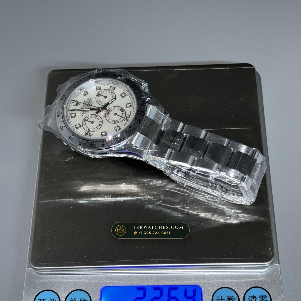 Rolex Cosmograph Daytona Iridescent Natural Mother-of-Pearl Dial 18K White Gold Ref. 116509 — Studio Gallery Plate V in 18K White Gold Au750 (216.7g Verified Mass, Rolex Manufacture Cal. 4130 - 72h Power Reserve)
