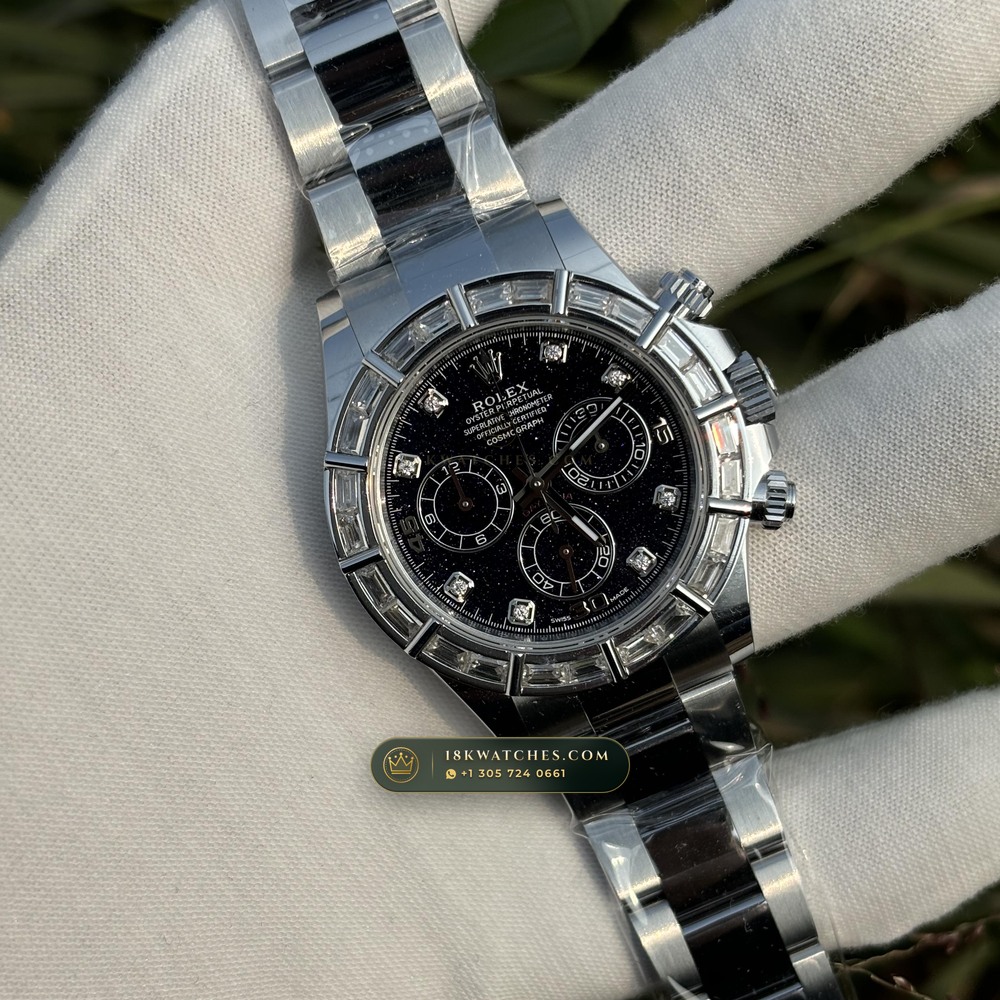 Rolex Cosmograph Daytona Aventurine Starry Dial Diamond-Set Bezel 18K White Gold Ref. 126589RBR — Studio Gallery Plate II in 18K White Gold Au750 (216.7g Verified Mass, Rolex Manufacture Cal. 4131 - 72h Power Reserve)