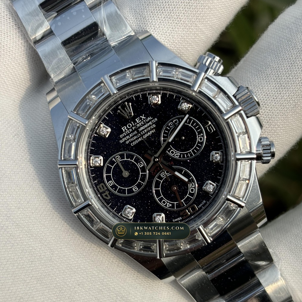 Rolex Cosmograph Daytona Aventurine Starry Dial Diamond-Set Bezel 18K White Gold Ref. 126589RBR — Studio Gallery Plate III in 18K White Gold Au750 (216.7g Verified Mass, Rolex Manufacture Cal. 4131 - 72h Power Reserve)