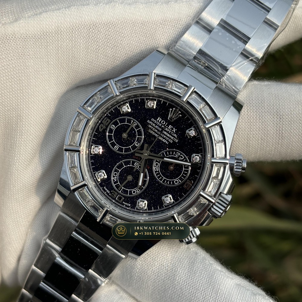 Rolex Cosmograph Daytona Aventurine Starry Dial Diamond-Set Bezel 18K White Gold Ref. 126589RBR — Studio Gallery Plate IV in 18K White Gold Au750 (216.7g Verified Mass, Rolex Manufacture Cal. 4131 - 72h Power Reserve)