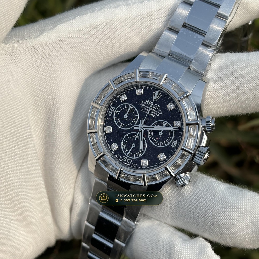Rolex Cosmograph Daytona Aventurine Starry Dial Diamond-Set Bezel 18K White Gold Ref. 126589RBR — Studio Gallery Plate V in 18K White Gold Au750 (216.7g Verified Mass, Rolex Manufacture Cal. 4131 - 72h Power Reserve)