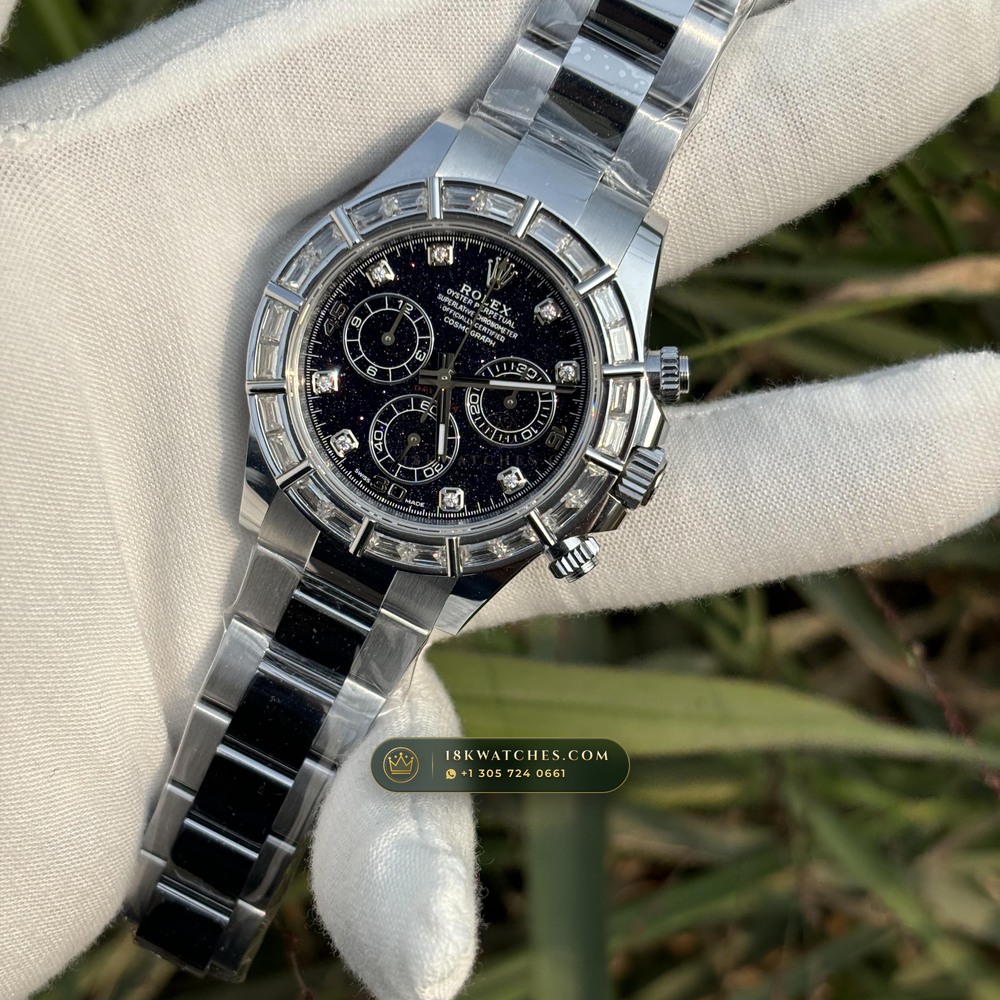 Rolex Cosmograph Daytona Aventurine Starry Dial Diamond-Set Bezel 18K White Gold Ref. 126589RBR — Studio Gallery Plate VI in 18K White Gold Au750 (216.7g Verified Mass, Rolex Manufacture Cal. 4131 - 72h Power Reserve)