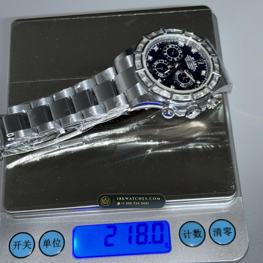 Rolex Cosmograph Daytona Aventurine Starry Dial Diamond-Set Bezel 18K White Gold Ref. 126589RBR — Studio Gallery Plate VII in 18K White Gold Au750 (216.7g Verified Mass, Rolex Manufacture Cal. 4131 - 72h Power Reserve)