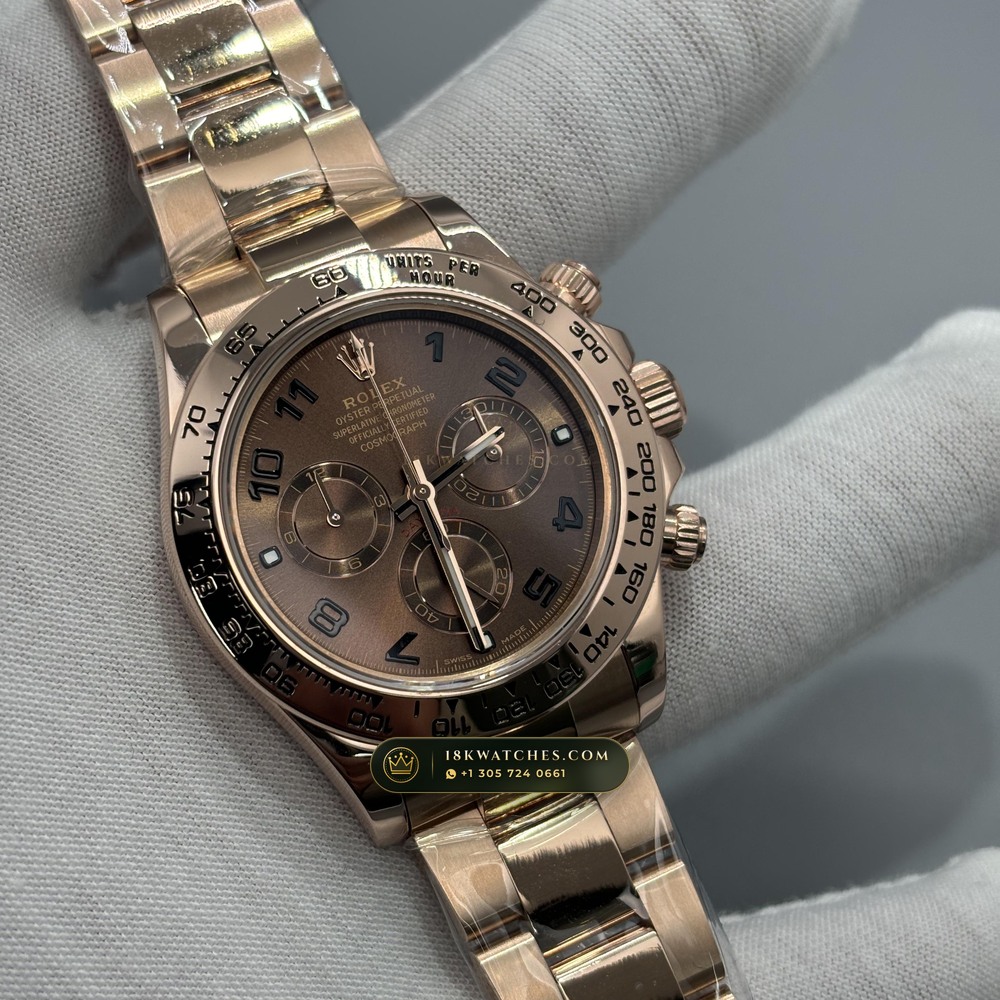 Rolex Cosmograph Daytona 18K Everose Gold Hand-Chamfered Bevel Spec Ref. 116505 — Studio Gallery Plate IV in 18K Rose Gold Au750 (216.7g Verified Mass, Rolex Manufacture Cal. 4130 - 72h Power Reserve)