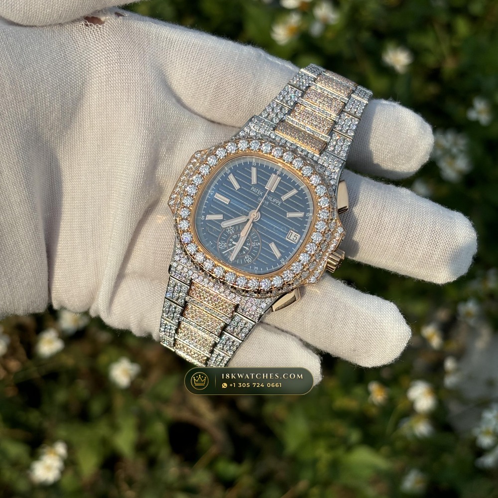 Patek Philippe Nautilus Self-Winding Chronograph 40.5mm Blue Dial Ref. 5980/1A-001 — Studio Gallery Plate III in 904L Stainless Steel Custom Architecture (155.4g Verified Mass, Patek Philippe Cal. CH 28-520 C - 21K Gold Rotor)