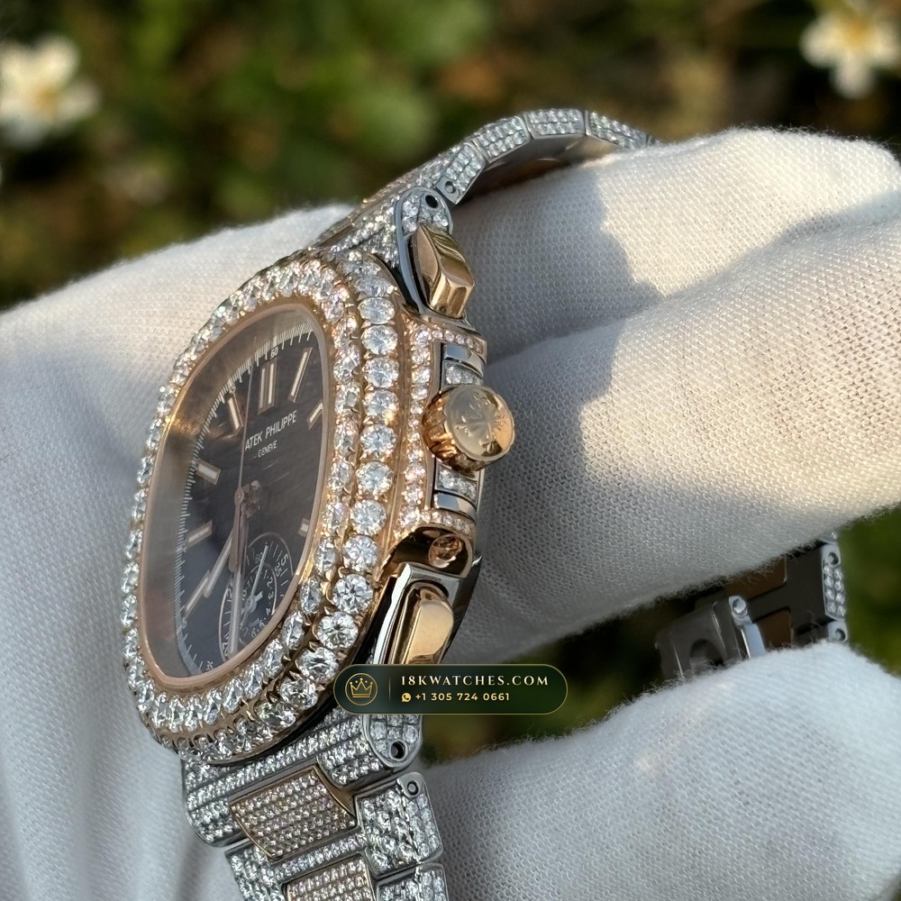 Patek Philippe Nautilus Self-Winding Chronograph 40.5mm Blue Dial Ref. 5980/1A-001 — Studio Gallery Plate V in 904L Stainless Steel Custom Architecture (155.4g Verified Mass, Patek Philippe Cal. CH 28-520 C - 21K Gold Rotor)