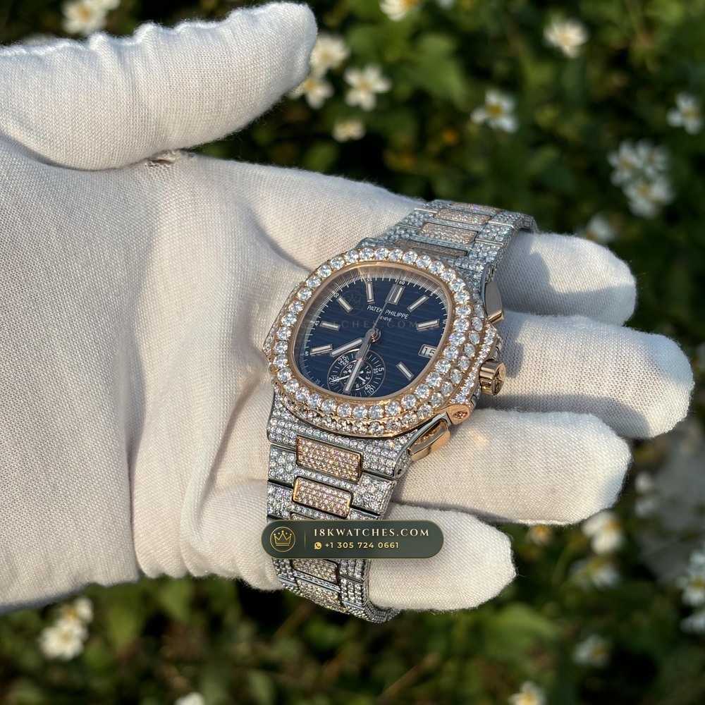 Patek Philippe Nautilus Self-Winding Chronograph 40.5mm Blue Dial Ref. 5980/1A-001 — Studio Gallery Plate VI in 904L Stainless Steel Custom Architecture (155.4g Verified Mass, Patek Philippe Cal. CH 28-520 C - 21K Gold Rotor)