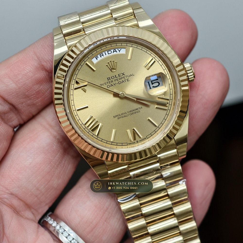 Rolex Day-Date 40 18K Yellow Gold Geneva Atelier Spec Ref. 228238 — Studio Gallery Plate III in 18K Yellow Gold Au750 (210.9g Verified Mass, Rolex Manufacture Cal. 3255 - 70h Power Reserve)