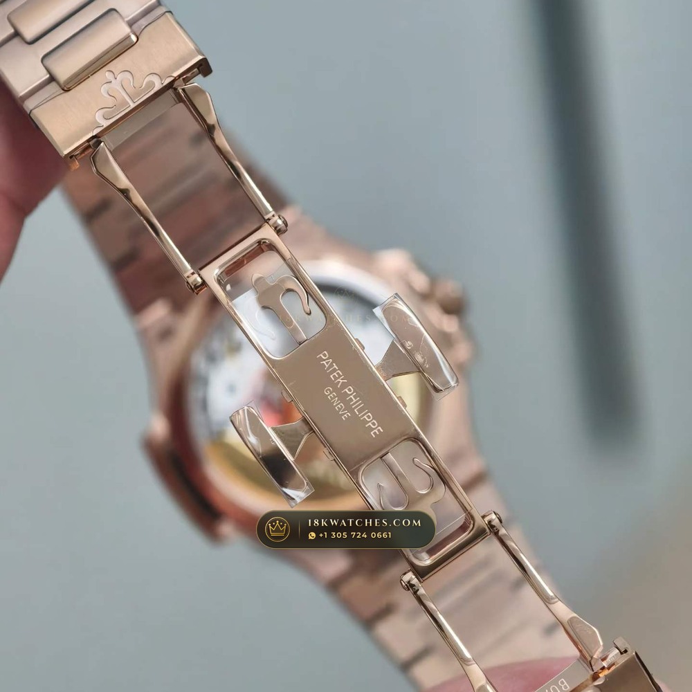 Patek Philippe Nautilus Ladies Automatic 18K Rose Gold Ref. 7118/1R-001 — Studio Gallery Plate VI in 18K Rose Gold Au750 (145.8g Verified Mass, Patek Philippe Cal. 324 S C - 21K Gold Rotor)