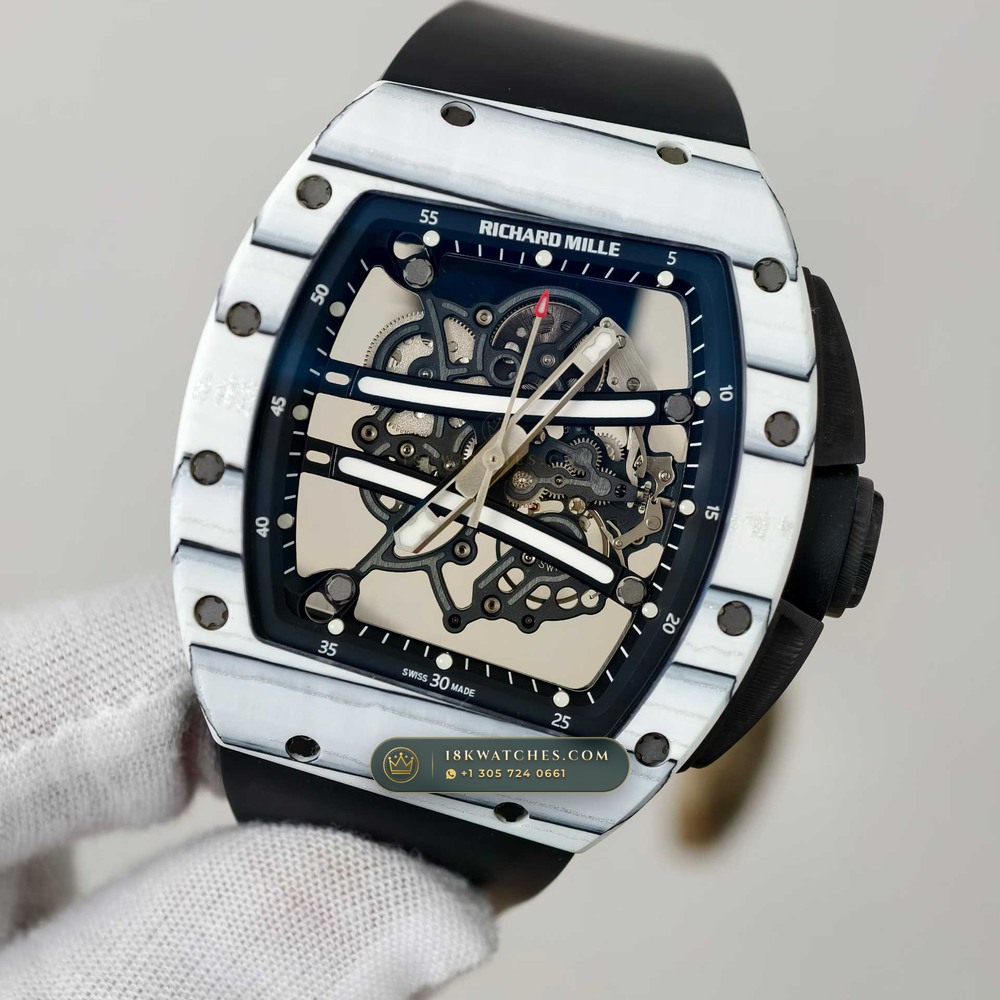 Richard Mille RM 61-01 Yohan Blake Asymmetric White Quartz TPT — Studio Gallery Plate III in Carbon TPT & Grade 5 Titanium (55.3g Verified Mass, Richard Mille Cal. RMUL2 Free-Sprung Skeleton)