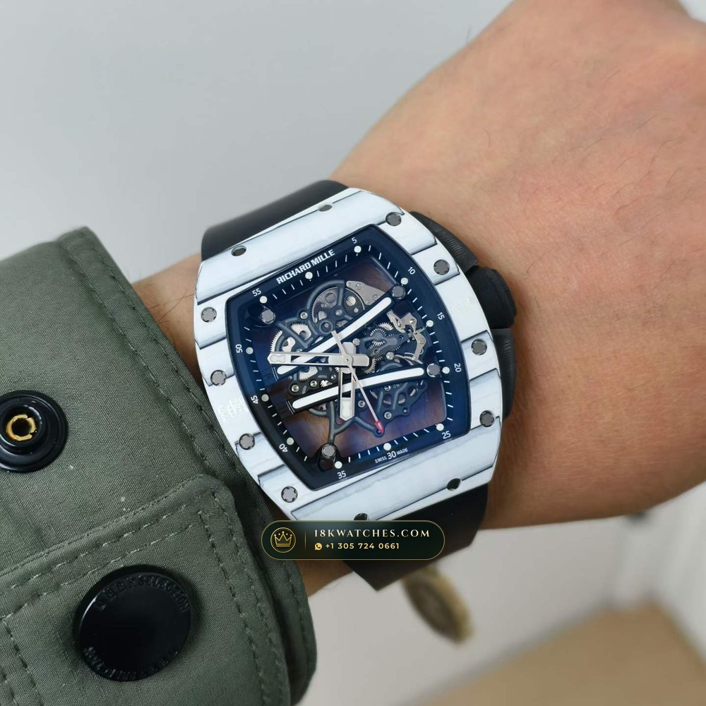 Richard Mille RM 61-01 Yohan Blake Asymmetric White Quartz TPT — Studio Gallery Plate IX in Carbon TPT & Grade 5 Titanium (55.3g Verified Mass, Richard Mille Cal. RMUL2 Free-Sprung Skeleton)