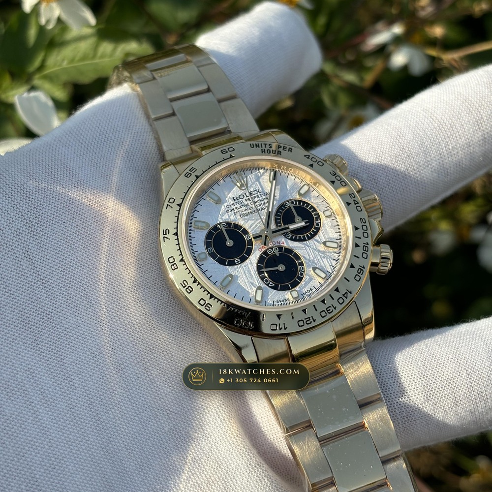 Rolex Cosmograph Daytona Gibeon Meteorite Dial 18K Yellow Gold Ref. 116508 — Studio Gallery Plate V in 18K Yellow Gold Au750 (216.2g Verified Mass, Rolex Manufacture Cal. 4130 - 72h Power Reserve)