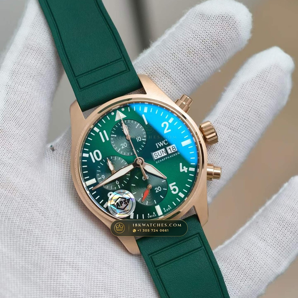 IWC Schaffhausen IWC Pilot Watch Chronograph 41mm Green Dial Ref. IW388110 — Studio Gallery Plate II in 904L Stainless Steel Custom Architecture (108.1g Verified Mass, IWC Manufacture Cal. 69355 / Cal. 52010)