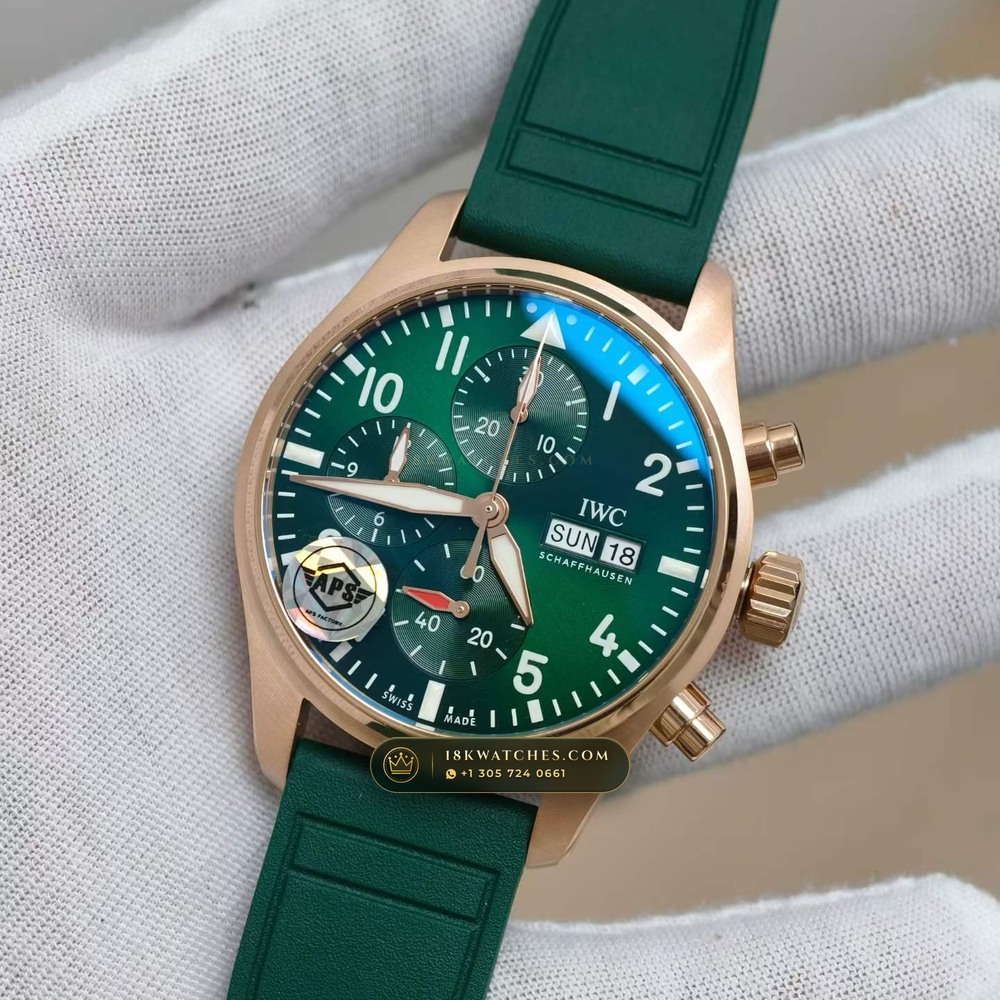 IWC Schaffhausen IWC Pilot Watch Chronograph 41mm Green Dial Ref. IW388110 — Studio Gallery Plate III in 904L Stainless Steel Custom Architecture (108.1g Verified Mass, IWC Manufacture Cal. 69355 / Cal. 52010)