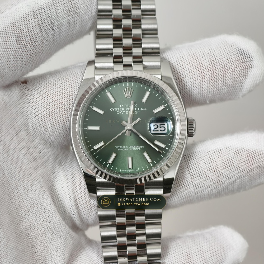 Rolex Datejust 36 Sunray Emerald / Khaki Green Dial Ref. 126231