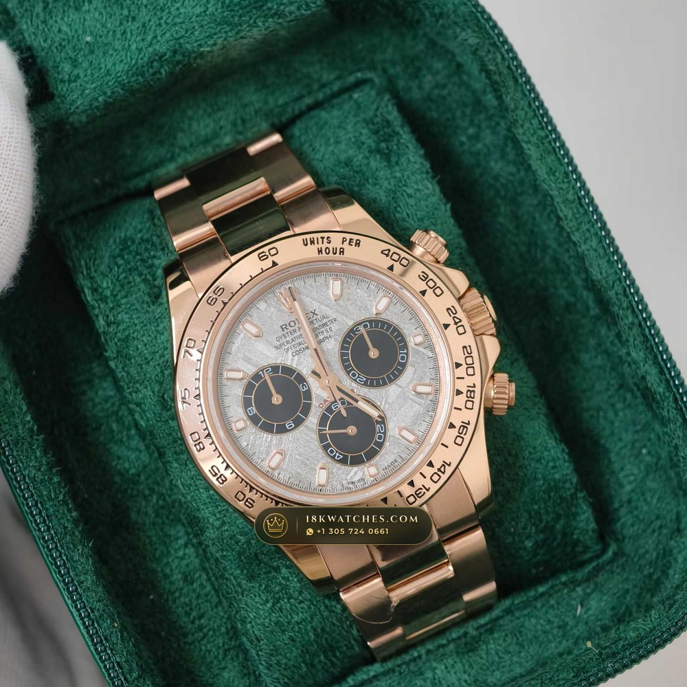 Rolex Cosmograph Daytona Gibeon Meteorite Dial 18K Everose Gold Ref. 116505 — Studio Gallery Plate II in 18K Rose Gold Au750 (216.1g Verified Mass, Rolex Manufacture Cal. 4130 - 72h Power Reserve)