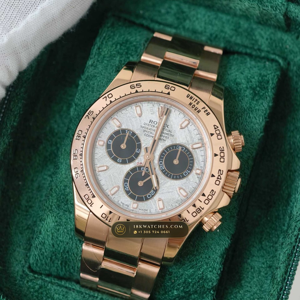 Rolex Cosmograph Daytona Gibeon Meteorite Dial 18K Everose Gold Ref. 116505 — Studio Gallery Plate III in 18K Rose Gold Au750 (216.1g Verified Mass, Rolex Manufacture Cal. 4130 - 72h Power Reserve)