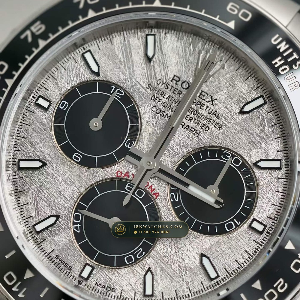 Rolex Cosmograph Daytona Gibeon Meteorite Dial 18K White Gold Chronometer Regulated Spec Ref. 126519LN — Studio Gallery Plate IV in 18K White Gold Au750 (160.5g Verified Mass, Rolex Manufacture Cal. 4131 - 72h Power Reserve)