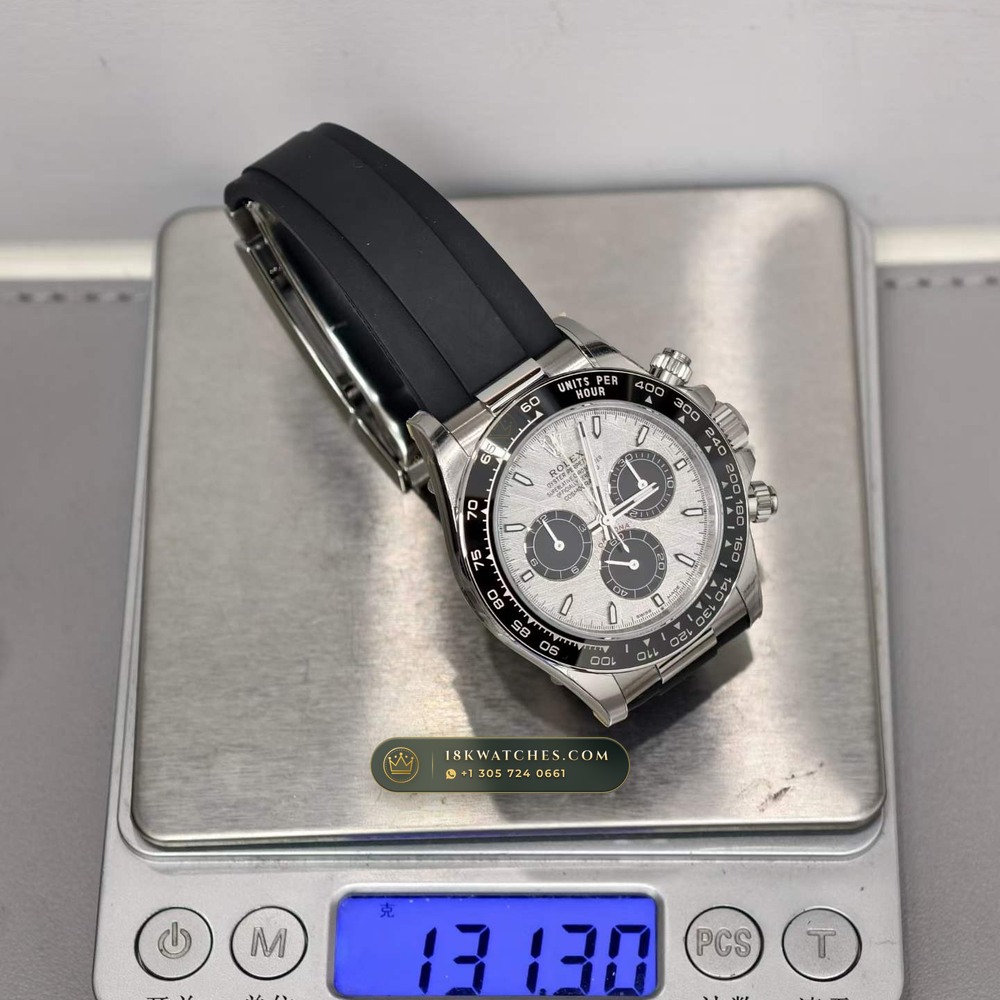 Rolex Cosmograph Daytona Gibeon Meteorite Dial 18K White Gold Chronometer Regulated Spec Ref. 126519LN — Studio Gallery Plate IX in 18K White Gold Au750 (160.5g Verified Mass, Rolex Manufacture Cal. 4131 - 72h Power Reserve)