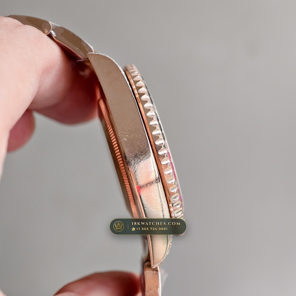 Rolex GMT-Master II Diamond-Set Bezel 18K Everose Gold Ref. 126755SARU — Studio Gallery Plate V in 18K Rose Gold Au750 (225.3g Verified Mass, Rolex Manufacture Cal. 3285 - 70h Power Reserve)