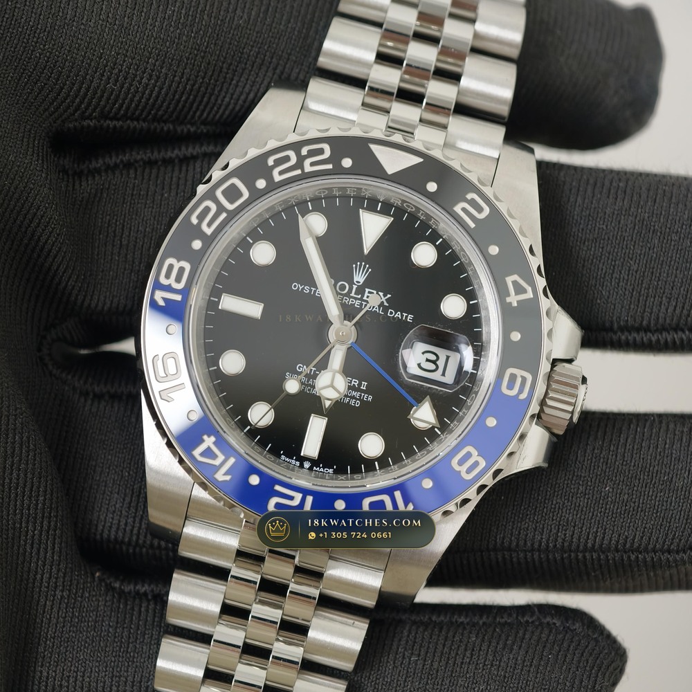 Rolex GMT-Master II Batgirl Blue & Black Jubilee Ref. 126710BLNR — Studio Gallery Plate III in 904L Stainless Steel Custom Architecture (143.3g Verified Mass, Rolex Manufacture Cal. 3285 - 70h Power Reserve)