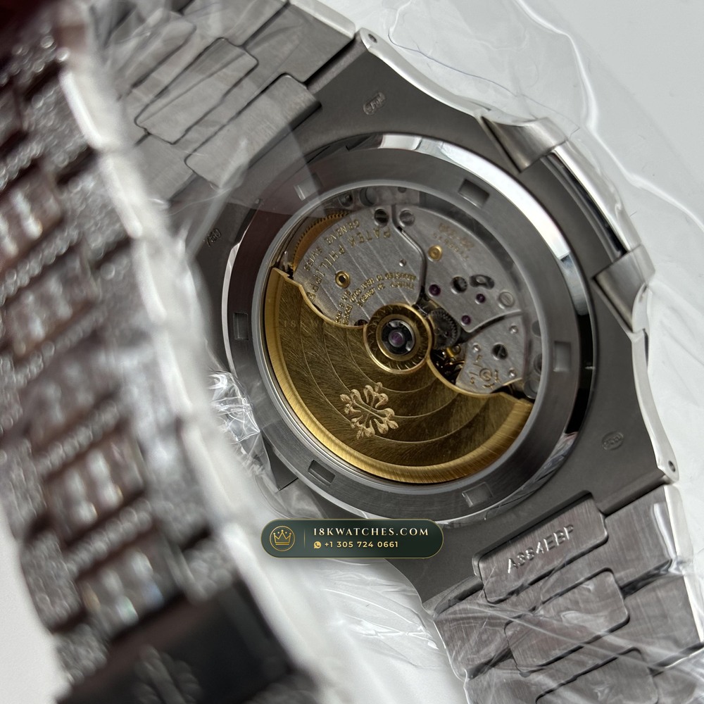 Patek Philippe Nautilus Haute Joaillerie Full Diamond Pave 18K White Gold Ref. 5719/10G-010 — Studio Gallery Plate VIII in 18K White Gold Au750 (186.9g Verified Mass, Patek Philippe Cal. 26-330 S C / Cal. 324 S C - 21K Gold Rotor)