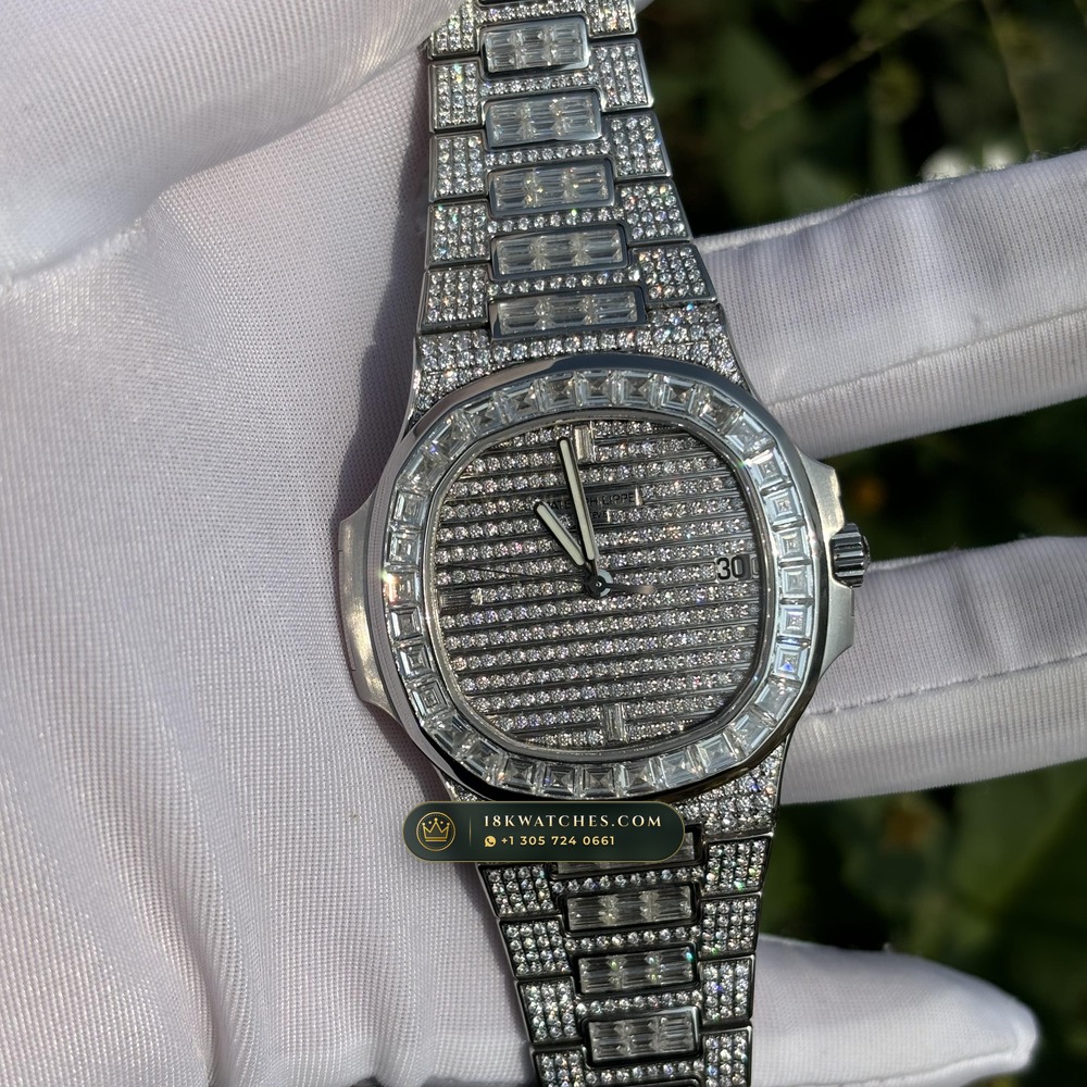 Patek Philippe Nautilus Haute Joaillerie Full Diamond Pave 18K White Gold Ref. 5719/10G-010