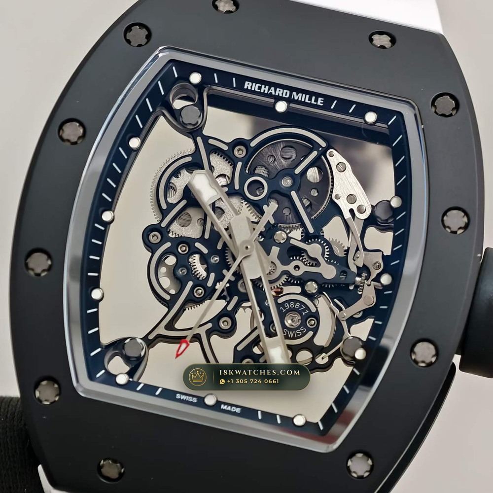 Richard Mille RM 055 Bubba Watson Manual Winding Asia Exclusive Edition Geneva Atelier Spec — Studio Gallery Plate IV in ATZ White Ceramic & Grade 5 Titanium (66.8g Verified Mass, Richard Mille Cal. RMUL2 Grade 5 Titanium Skeleton)