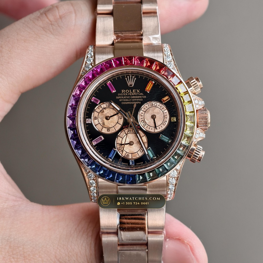 Rolex Cosmograph Daytona Rainbow Sapphire Bezel 18K Everose Gold Ref. 116595RBOW