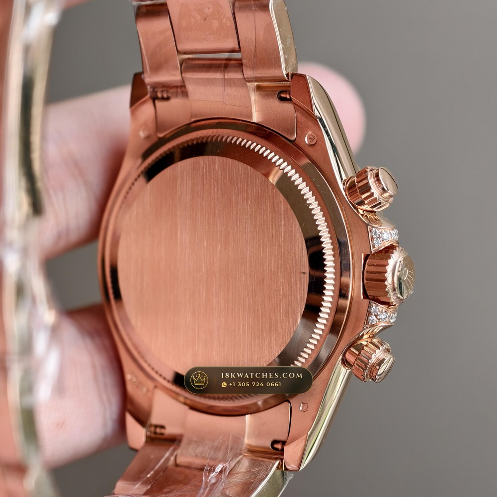 Rolex Cosmograph Daytona Rainbow Sapphire Bezel 18K Everose Gold Ref. 116595RBOW — Studio Gallery Plate VII in 18K Rose Gold Au750 (216.9g Verified Mass, Rolex Manufacture Cal. 4130 - 72h Power Reserve)