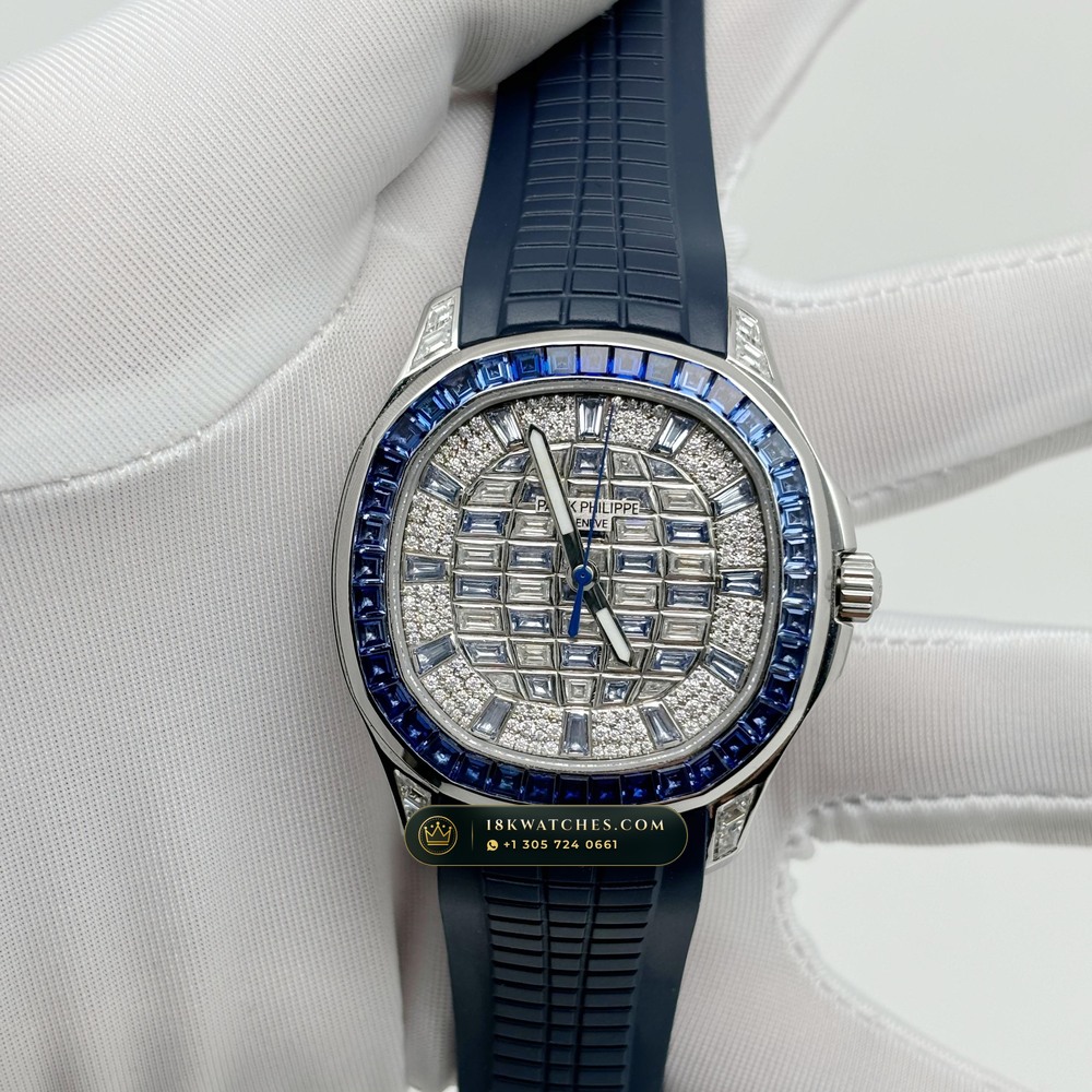 Patek Philippe Aquanaut Luce Haute Joaillerie Baguette Emerald Bezel 18K White Gold Ref. 5268/461G-001 — Studio Gallery Plate II in 18K White Gold Au750 (114.2g Verified Mass, Patek Philippe Cal. 26-330 S C - 21K Gold Rotor)