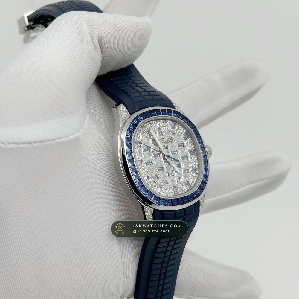 Patek Philippe Aquanaut Luce Haute Joaillerie Baguette Emerald Bezel 18K White Gold Ref. 5268/461G-001 — Studio Gallery Plate IV in 18K White Gold Au750 (114.2g Verified Mass, Patek Philippe Cal. 26-330 S C - 21K Gold Rotor)