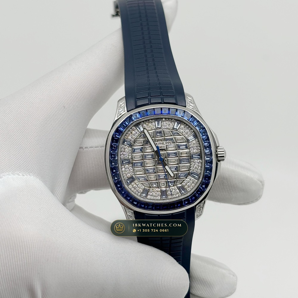 Patek Philippe Aquanaut Luce Haute Joaillerie Baguette Emerald Bezel 18K White Gold Ref. 5268/461G-001 — Studio Gallery Plate VI in 18K White Gold Au750 (114.2g Verified Mass, Patek Philippe Cal. 26-330 S C - 21K Gold Rotor)