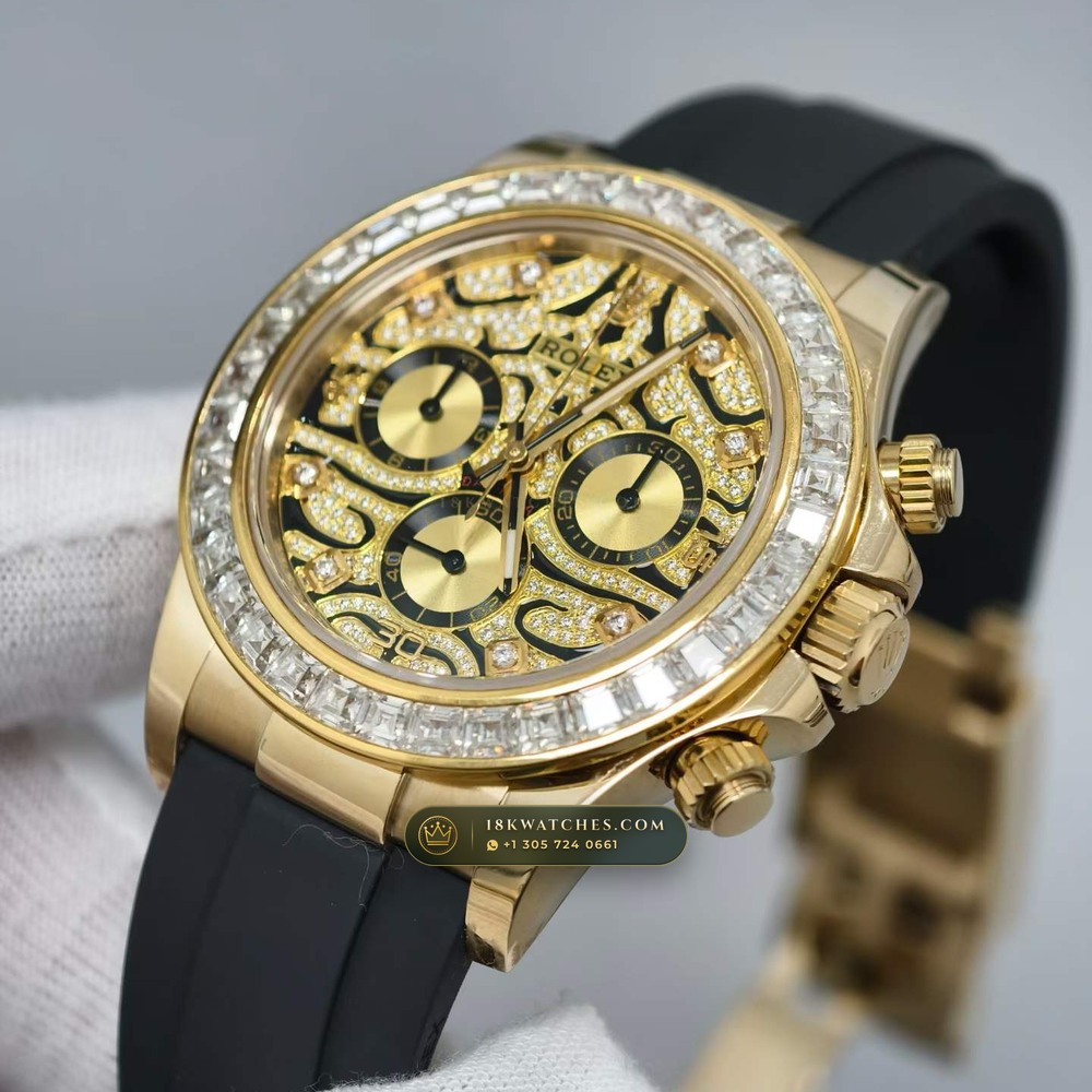 Rolex Cosmograph Daytona Eye of the Tiger Diamond Dial 18K Yellow Gold Ref. 116588TBR — Studio Gallery Plate IV in 18K Yellow Gold Au750 (160.7g Verified Mass, Rolex Manufacture Cal. 4130 - 72h Power Reserve)