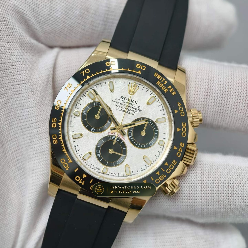 Rolex Cosmograph Daytona Gibeon Meteorite Dial 18K Yellow Gold Ref. 116518 — Studio Gallery Plate III in 18K Yellow Gold Au750 (160.6g Verified Mass, Rolex Manufacture Cal. 4130 - 72h Power Reserve)