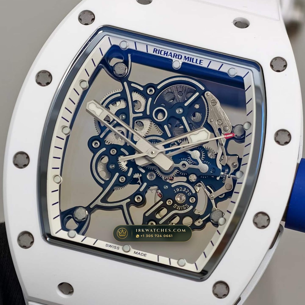 Richard Mille RM 055 Bubba Watson Manual Winding Japan Limited Edition — Studio Gallery Plate IV in ATZ White Ceramic & Grade 5 Titanium (66.7g Verified Mass, Richard Mille Cal. RMUL2 Grade 5 Titanium Skeleton)