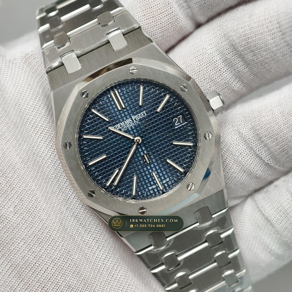 Audemars Piguet Royal Oak Jumbo Extra-Thin 39mm Custom Tapestry Dial 5-Axis CNC Case Ref. 15202ST — Studio Gallery Plate II in 904L Stainless Steel Custom Architecture (103.6g Verified Mass, Audemars Piguet Cal. 2121 Ultra-Thin)