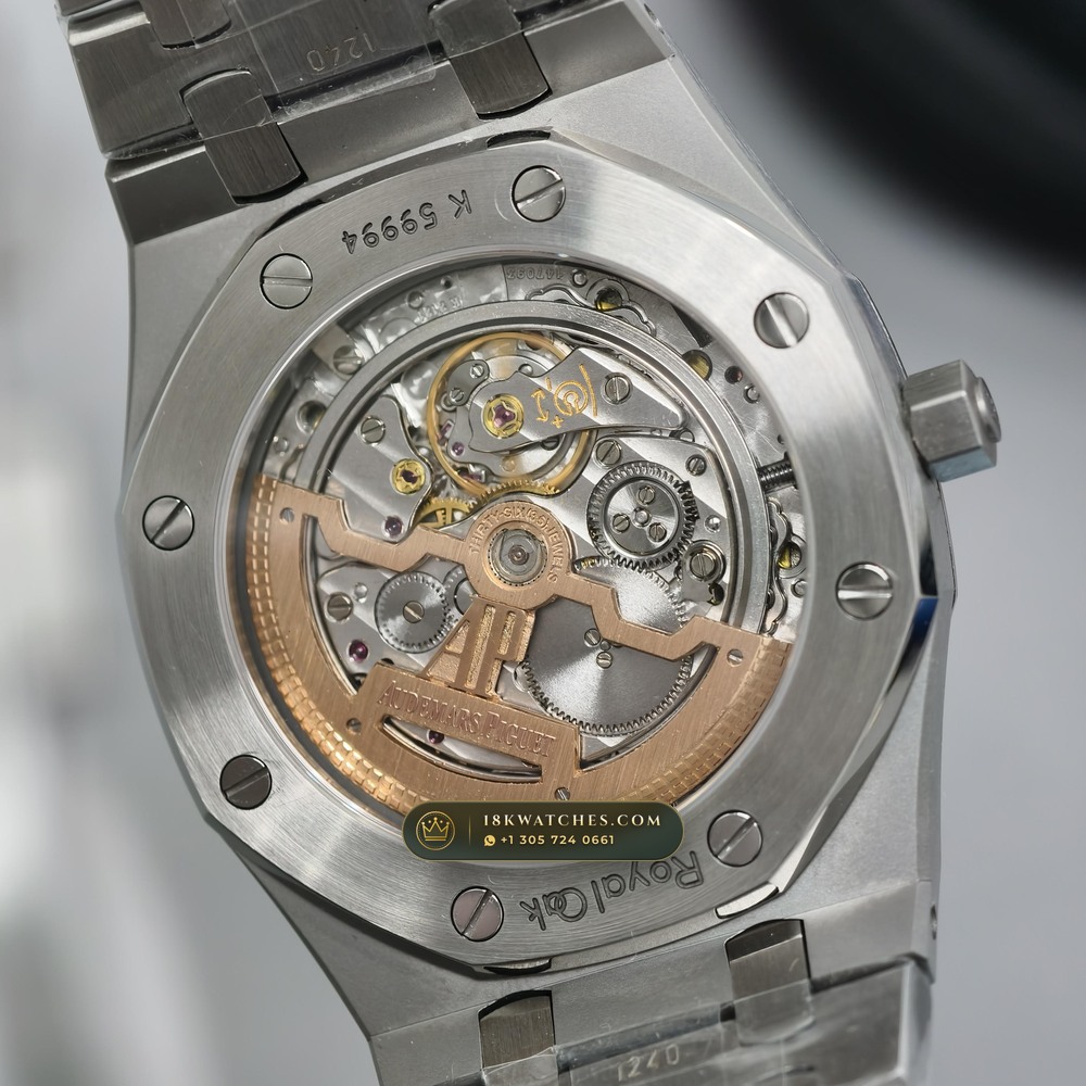 Audemars Piguet Royal Oak Jumbo Extra-Thin 39mm Custom Tapestry Dial 5-Axis CNC Case Ref. 15202ST — Studio Gallery Plate V in 904L Stainless Steel Custom Architecture (103.6g Verified Mass, Audemars Piguet Cal. 2121 Ultra-Thin)