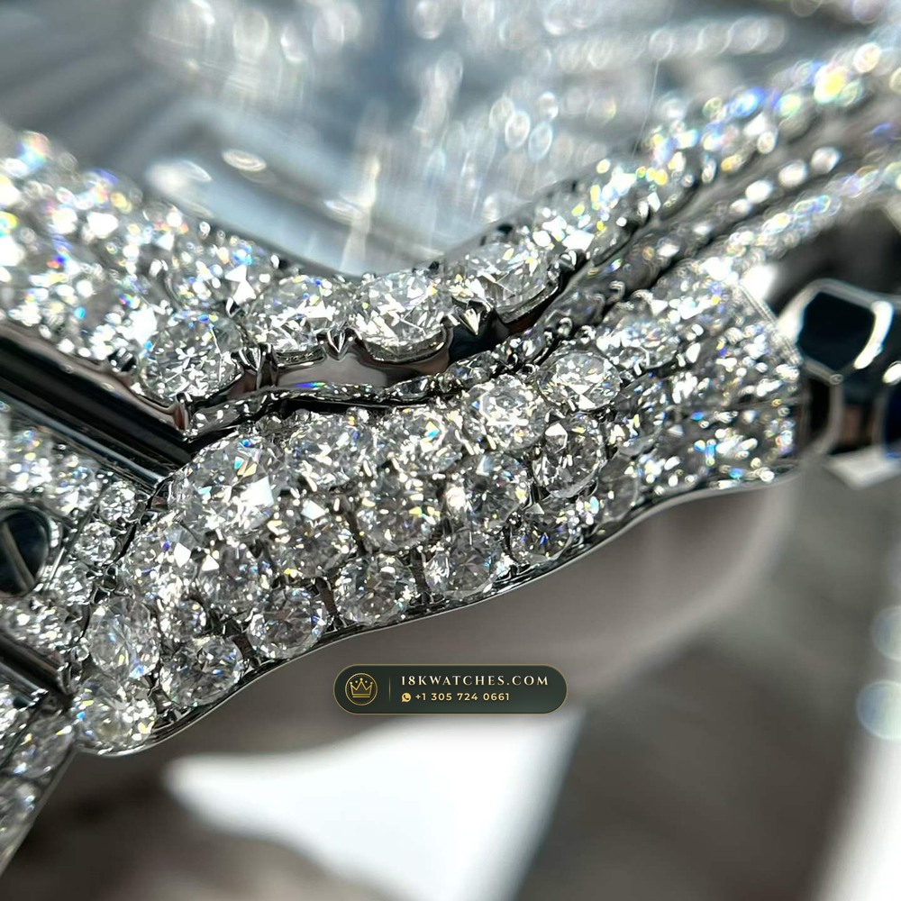 Cartier Santos de Cartier Large Skeleton Full VVS Diamond Pave Ref. WHSA0015 — Studio Gallery Plate IX in 904L Stainless Steel Custom Architecture (115.9g Verified Mass, Cartier Manufacture Cal. 1847 MC / Skeleton Cal. 9611 MC)