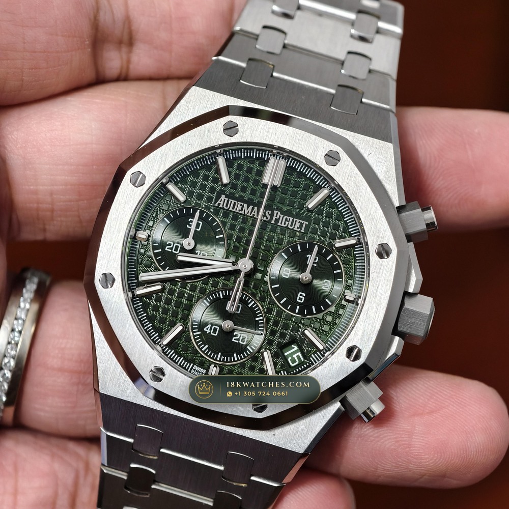 Audemars Piguet Royal Oak Selfwinding Chronograph 41mm Custom Tapestry Dial Deep Crystal Optics Ref. 26240ST.OO.1320ST.08 — Studio Gallery Plate II in 904L Stainless Steel Custom Architecture (180.6g Verified Mass, Audemars Piguet Cal. 4401 Flyback Chronograph)