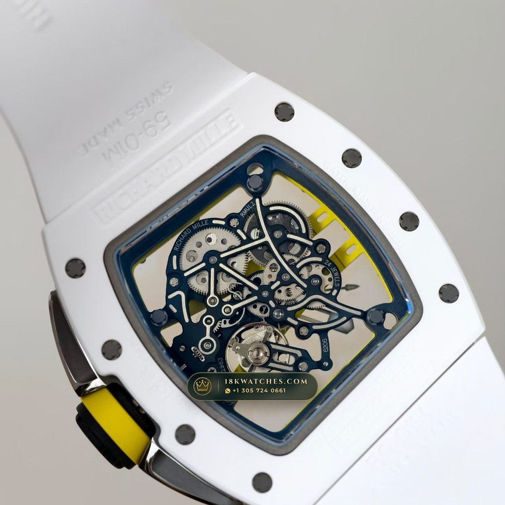 Richard Mille RM 61-01 Yohan Blake Asymmetric Hand-Chamfered Bevel Spec — Studio Gallery Plate VIII in Carbon TPT & Grade 5 Titanium (55.4g Verified Mass, Richard Mille Cal. RMUL2 Free-Sprung Skeleton)