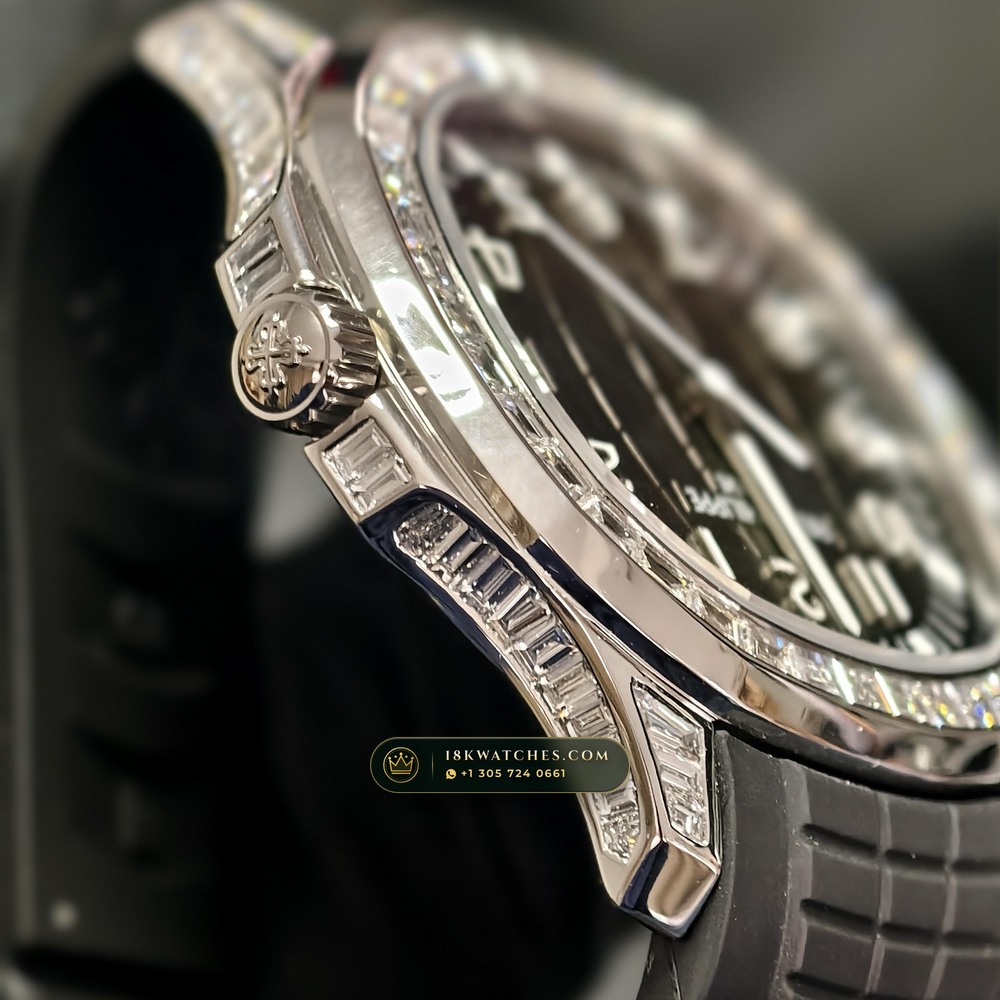 Patek Philippe Aquanaut Haute Joaillerie Baguette Diamond Bezel 18K White Gold Ref. 5167/300G-010 — Studio Gallery Plate IV in 18K White Gold Au750 (108.4g Verified Mass, Patek Philippe Cal. 324 S C - 21K Gold Rotor)