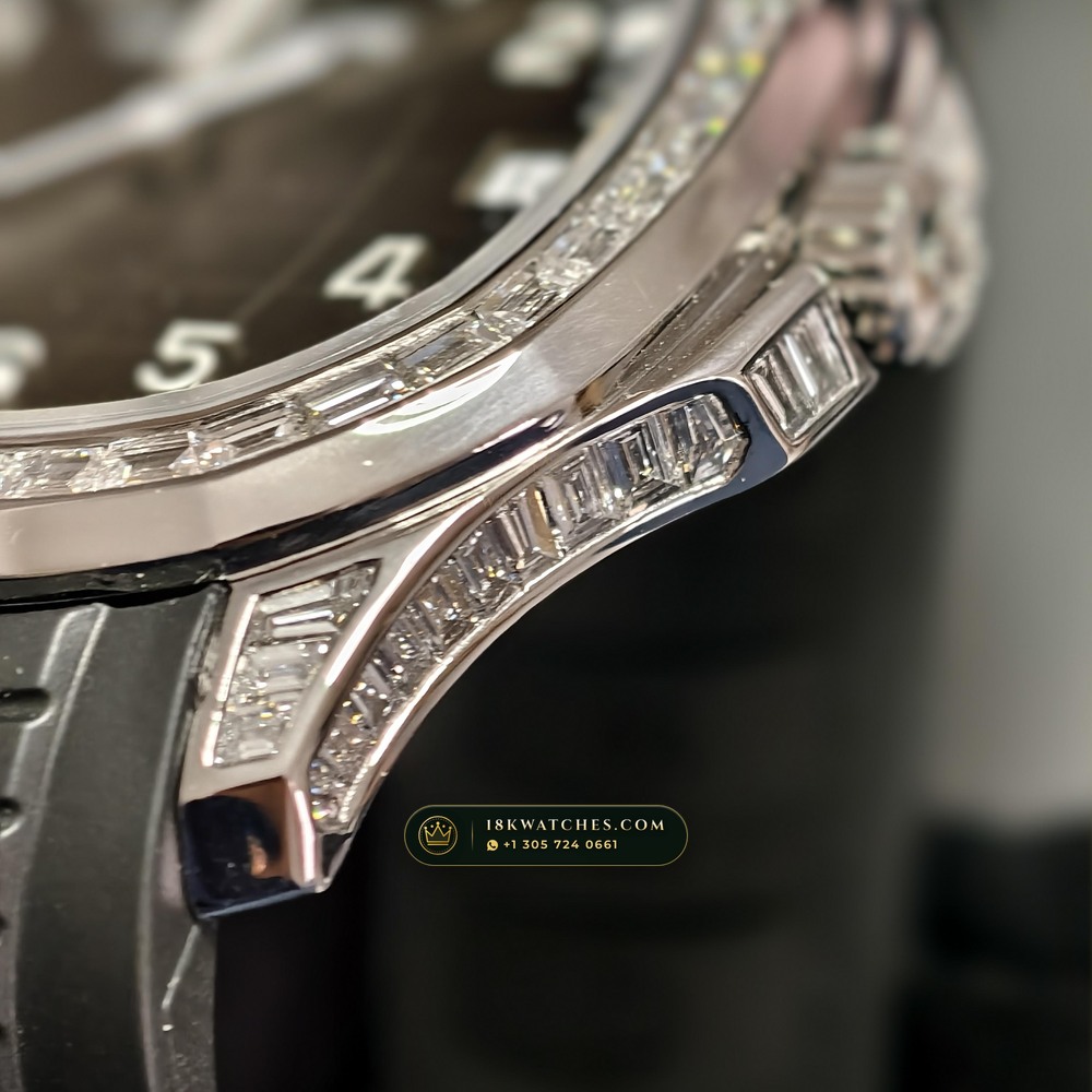Patek Philippe Aquanaut Haute Joaillerie Baguette Diamond Bezel 18K White Gold Ref. 5167/300G-010 — Studio Gallery Plate VI in 18K White Gold Au750 (108.4g Verified Mass, Patek Philippe Cal. 324 S C - 21K Gold Rotor)